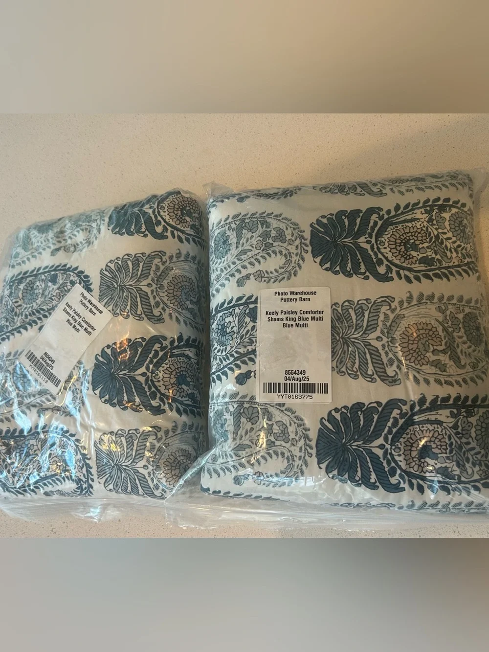 Set of 2 Pottery Barn Keely Paisley Comforter King Pillow Shams